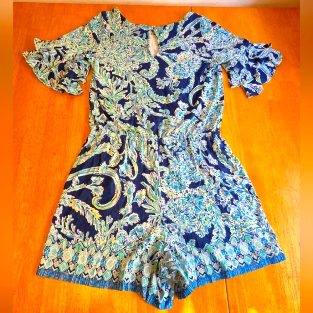 Lilly Pulitzer Navy and Aqua Paisley Dress - Picture 9 of 10